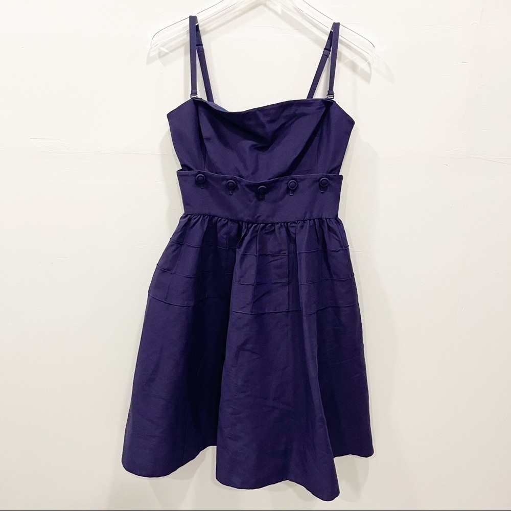 Anthropologie Maeve Button Fit & Flare Dress Purple Dainty Straps